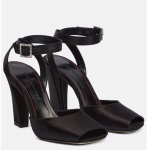 Victoria Beckham satin peep toe heels.